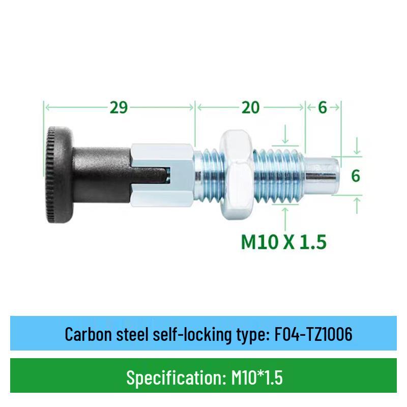 Stainless Steel Self-Locking Plunger with Coarse Thread and Pull Ring