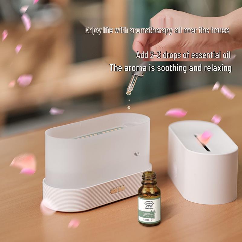 USB Aroma Diffuser with Seven-Color Light & Flame Simulation for Home