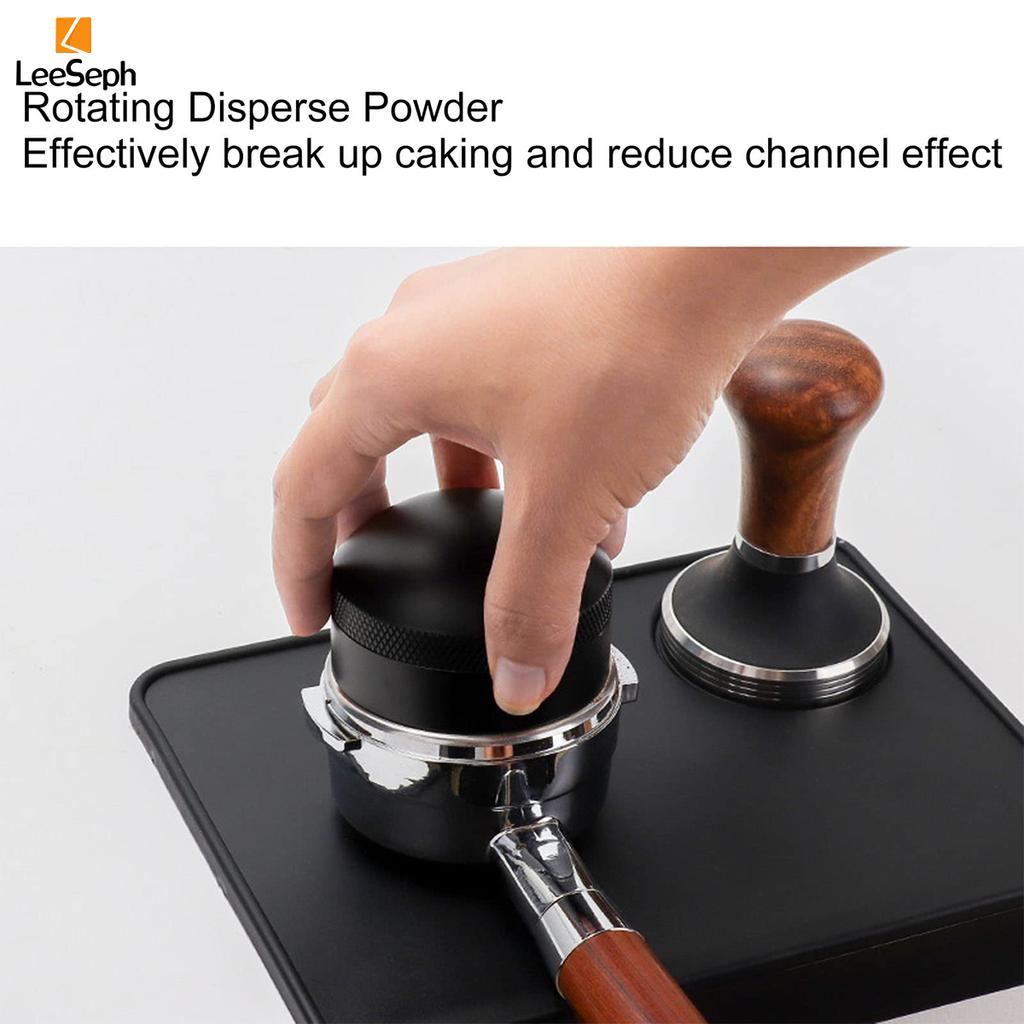 Leeseph Coffee Cloth Powder Needle, 51/53/58mm Hand Adjustable Depth Coffee Stirrer with Base, for Home, Kitchen, Bar, Cafe