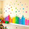 Decowall Очень большие цветные наклейки на стену в виде ручек-карандашей Огромная радужная граница в стиле восковых мелков для игровых комнат Съемный декор для самостоятельного оформления Идеально для и младенцев - Детский