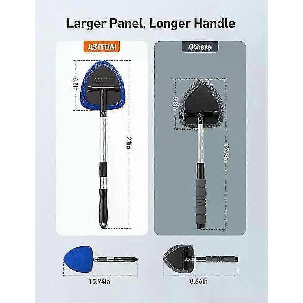 Car Windshield Cleaner, 4 Reusable Washable Microfiber Pads And Extendable Handle Car Windshield Wiper Kit WSLIHV
