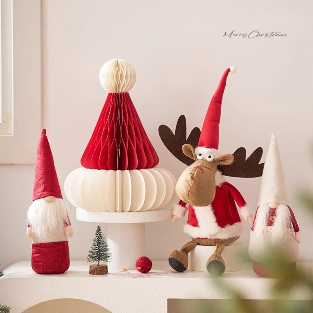 Foldable Paper Christmas Tree 3D Paper Craft Honeycomb Paper Christmas Decor Tabletop Ornament