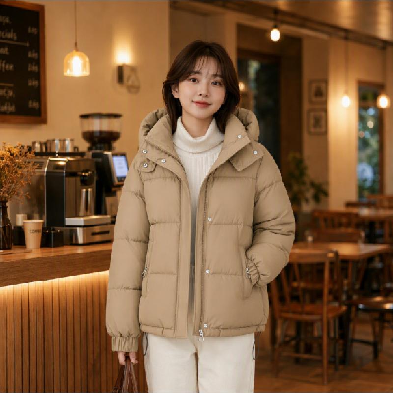 Women's short 2026 winter new style hooded thickened loose-fit warm cotton coat for petite figures