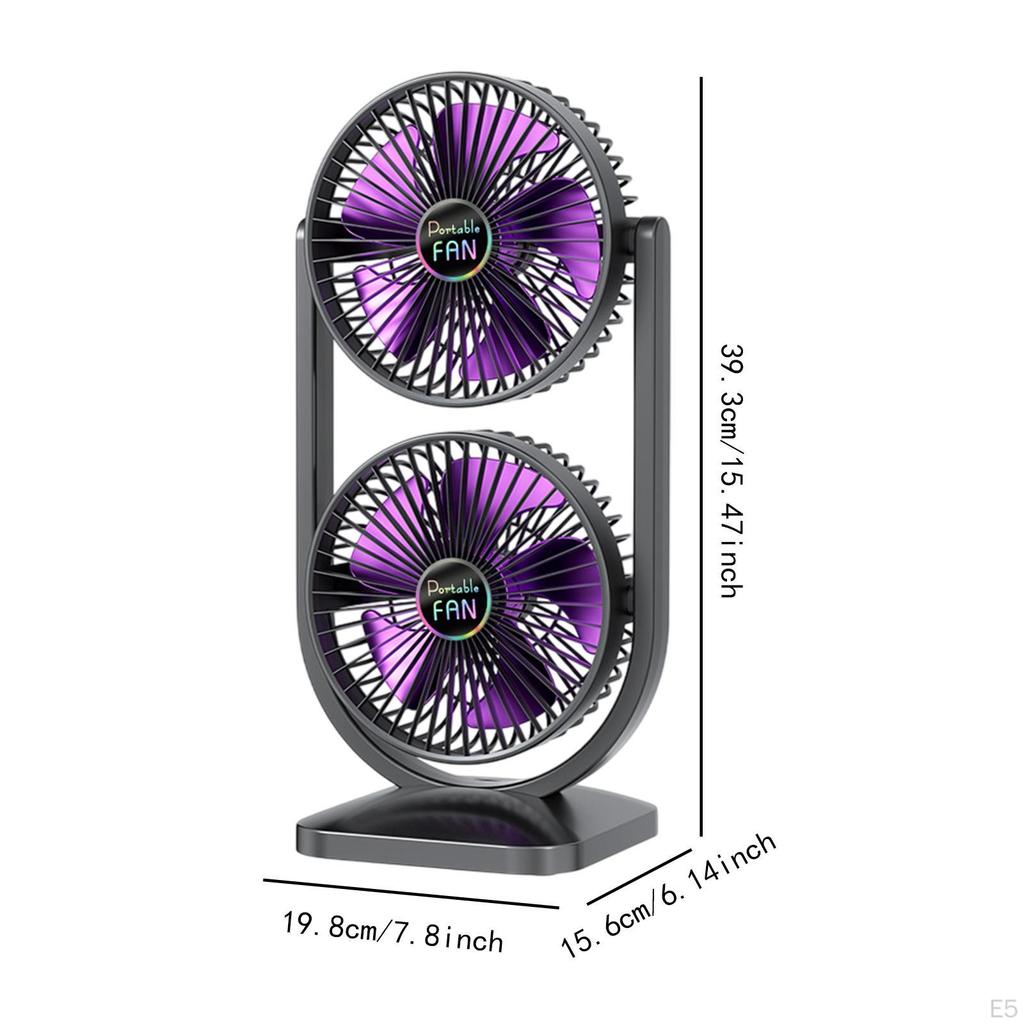 Desk Fan 3 Speeds Lightweight Double Head Electric for Bedroom Office Kitchen Home Dorm