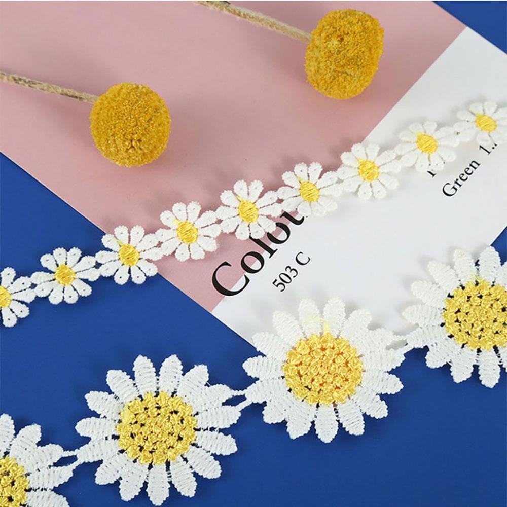 1 Yard Small Yellow Flower Headwear Decor Handmade Daisy Lace Trim DIY Craft Sewing Supplies Ribbon