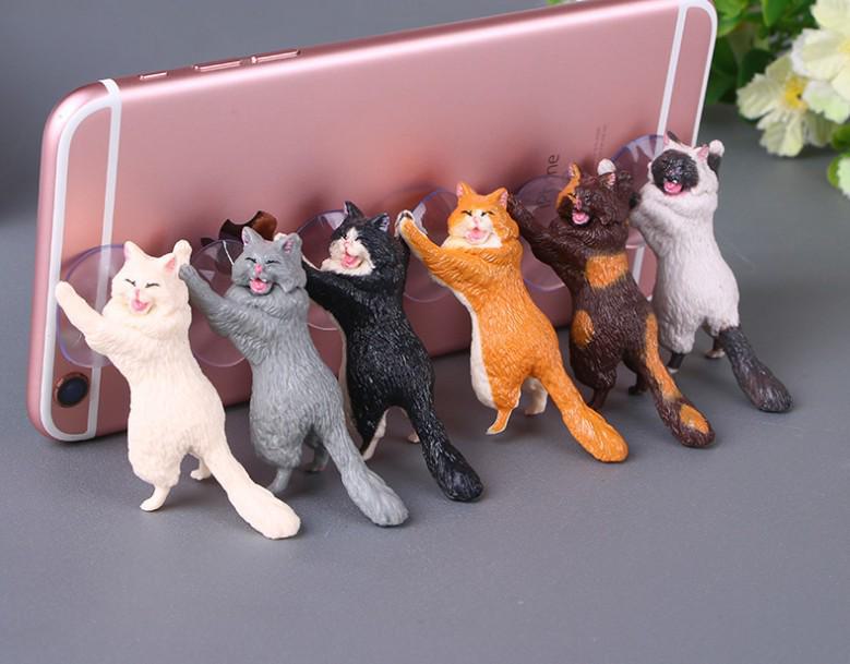 Креативный держатель для телефона на присоске в виде кота — милый гаджет для взрослых и детей