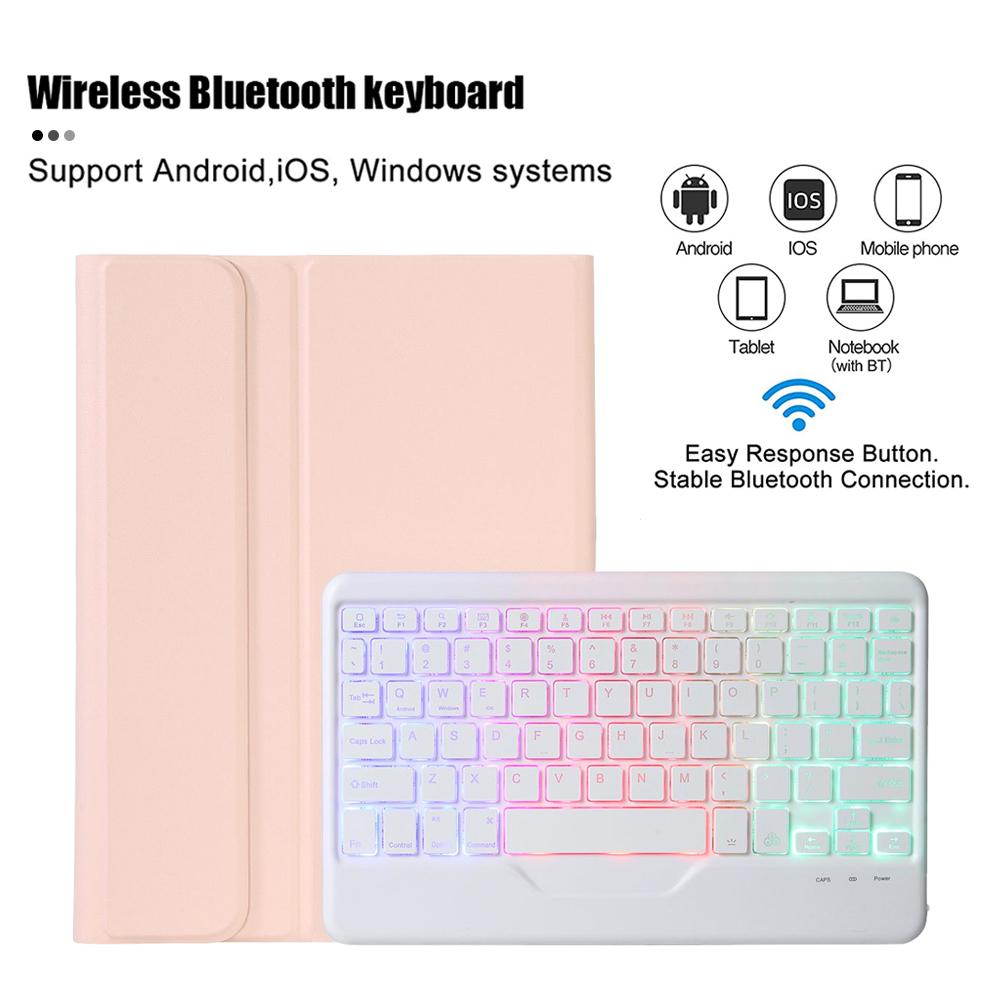 Беспроводная Bluetooth-клавиатура из ТПУ, трехцветная подсветка, кожаный чехол из спилка для Huawei MatePad Pro, 11 дюймов, 2022, чехол для планшета