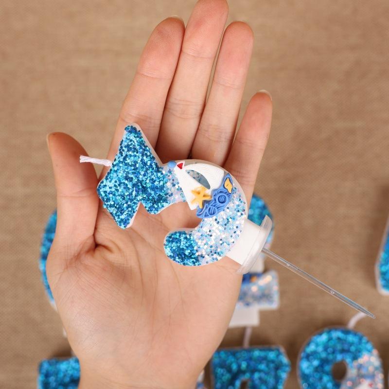 Парусный номер Свеча для торта на день рождения Украшение для вечеринки Первый день рождения Свеча ручной работы 0-9