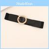 Trendy Women Waistband With Elastic Design And Alloy Round Buckle For Coats And Dresses