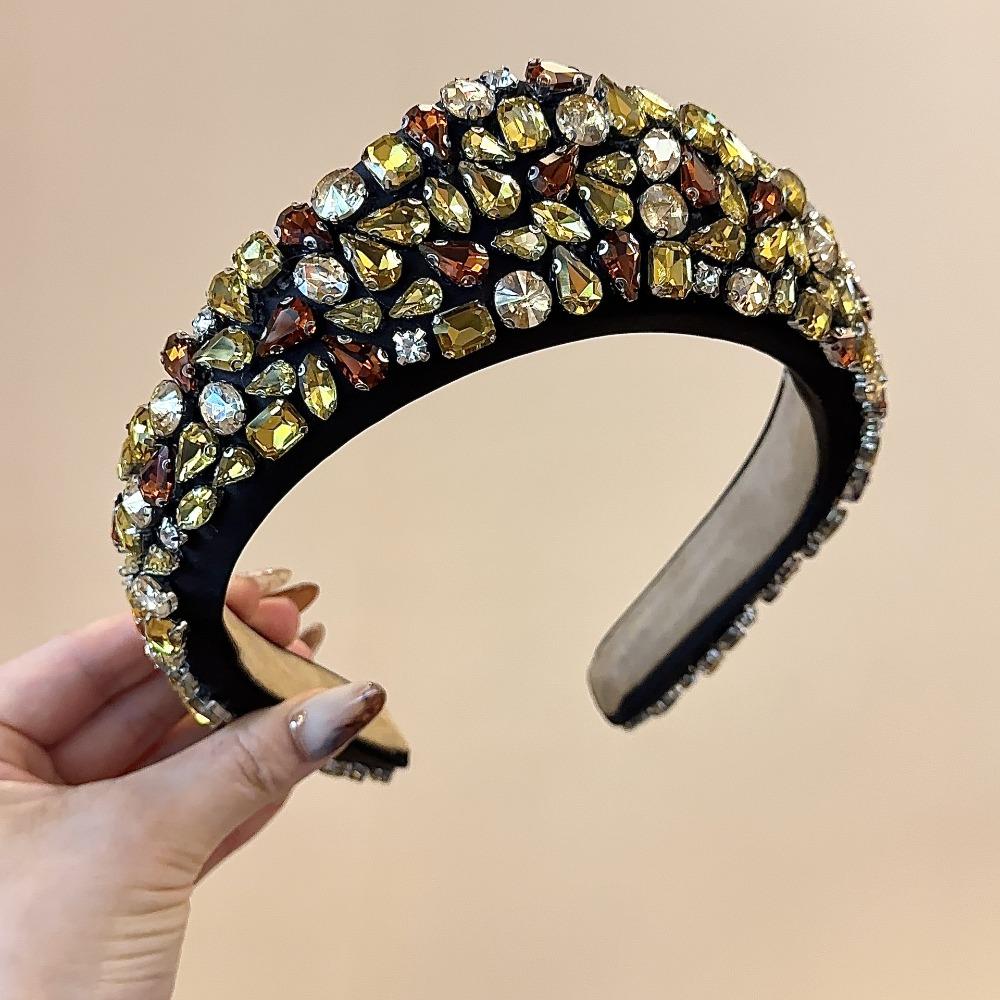 Черная Кристаллическая Каменная Повязка на Голову Со Стразами Мягкая Повязка с Алмазами для Умывания Лица