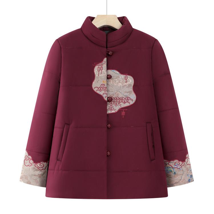 Женская одежда, Бабушка, Зимняя хлопковая куртка, 6070 Хлопковая куртка, Мама, Зимняя праздничная, Плюшевая бархатная утолщенная хлопковая куртка, Новый стиль