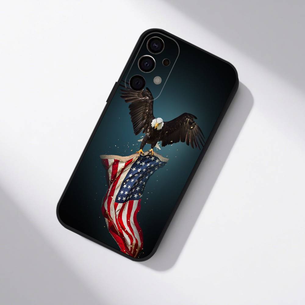 Флаг США Американский чехол для телефона для Samsung S25,S24,S21,S22,S23,S30,Ultra,S20,Plus,Fe,Lite,5G Черный чехол