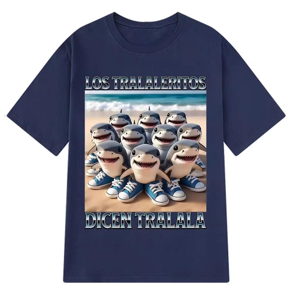 Tralaleritos Dicen Tralala Italian Brainrot Meme Tee Tralalero Tralala Shark with Shoes Graphic Cotton Men Women Casual Tshirt