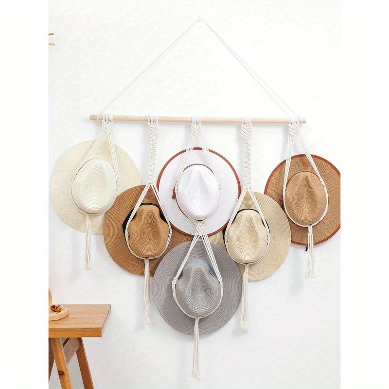 1 шт./1 комплект Макраме Деревянная Подставка для Шляп Плетеная Подставка для Шляп Ручной Работы Органайзер для Шляп Настенные Полки Подставка для Ковбойских Шляп для Бейсбола Общежития Кабинета Над Дверью