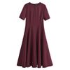 Kaslead New Women clothes Western Style Wave Wide Swing round Neck Midi Dress 2648952