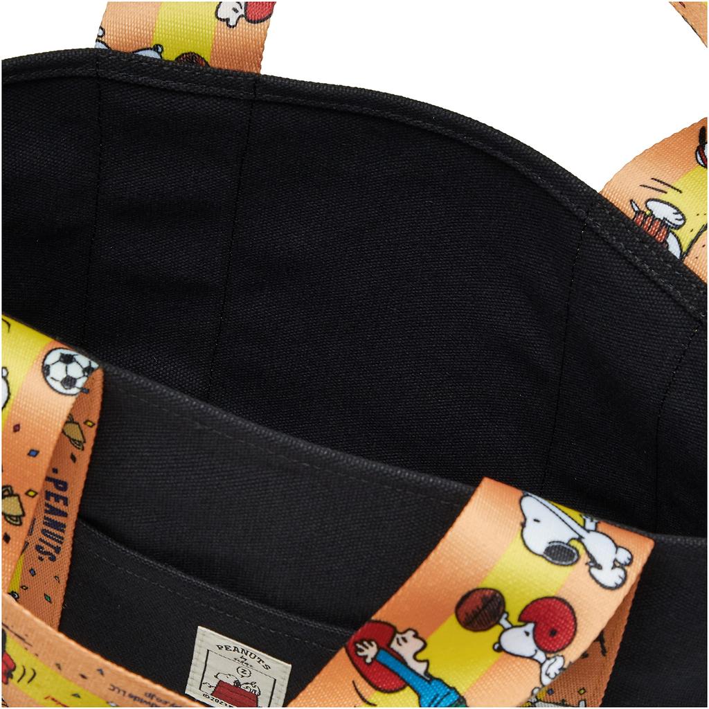 Сумка-тоут Snoopy с ручкой через плечо Стильная дополнительная сумка Сумка для покупок Холщовая Прочная Сделано в Японии Персонаж Милая SNOOPY Спорт Черный M Ширина 42 x Высота 28 x