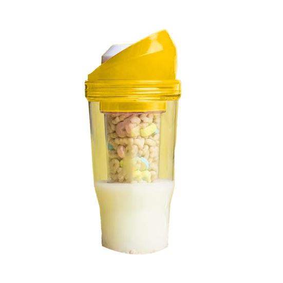 Portable Cereal Cup Dual Compartment Leak-Proof Container for Milk Cereal BPA-Free Plastic To-Go Breakfast Cup for Commuters Students