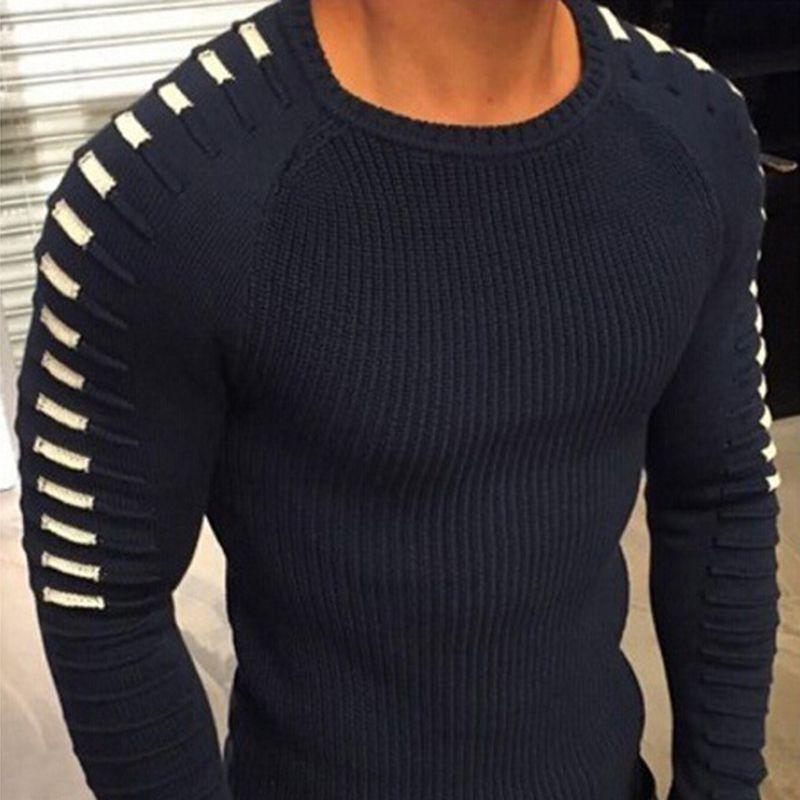 Premium Quality Fashion Men O-neck Knitting Sweater Long Sleeve Slim Fit Pullover Top