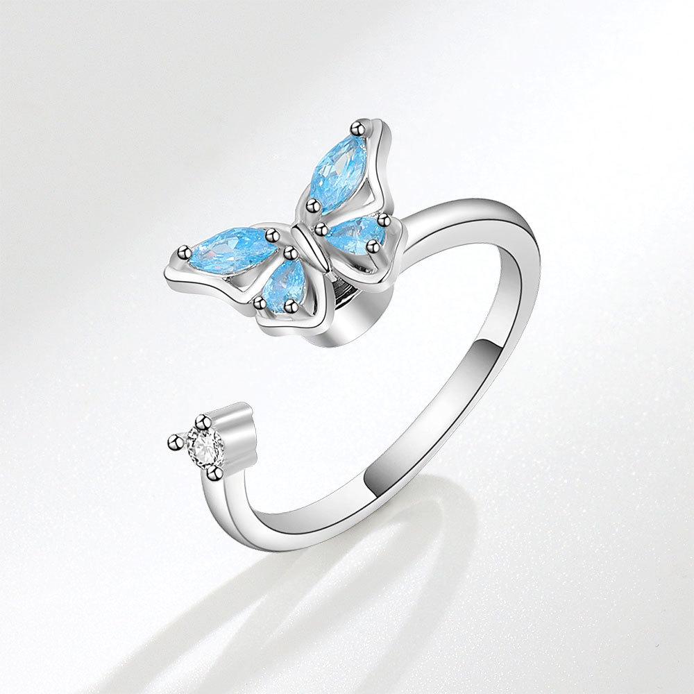 Rotatable Butterfly Open Ring For Women Adjustable Index Finger Ring Unique Personalized Fashion Jewelry Gift