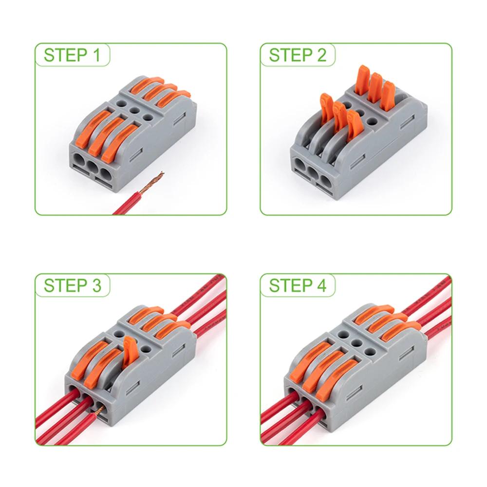 25 шт. Проводной соединитель 222 3/4/5-контактные клеммные блоки для сращивания Светодиодное ленточное освещение Электрические быстроразъемные соединители Проводник Соединитель