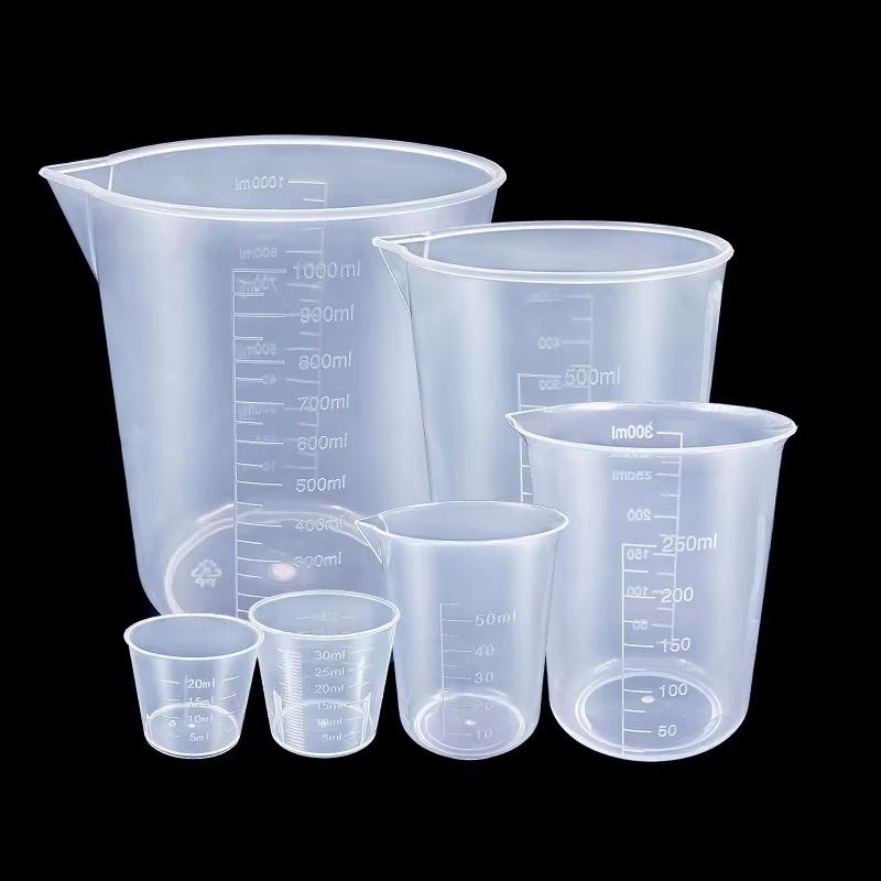 6Pcs/set Clear Plastic Graduated Measuring Cup Without Handle for Baking Beaker Liquid Measure Jug Cup Container