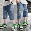 Летние джинсовые шорты для мальчиков-подростков 4-10 лет, летние модные мягкие брюки с буквенным принтом для детей, детские повседневные брюки