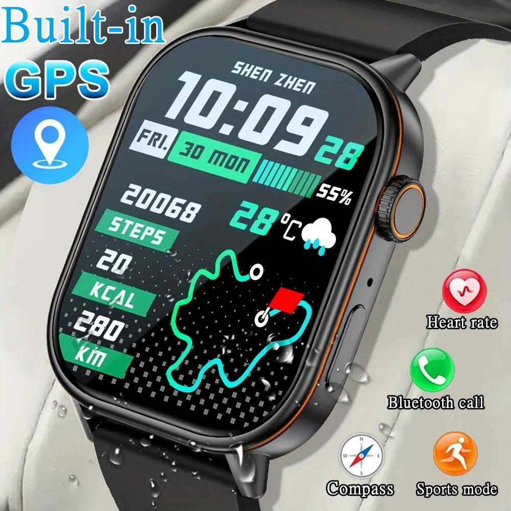 SACOSDING New Smartwatch GPS Position Waterproof Smartwatch Men Compass Outdoor Sports Buletooth Call Watch 2.01 Inch HD Screen