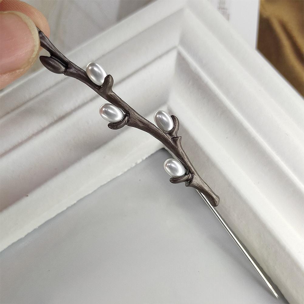 Pearl Willow Tree Branch Brooches For Women Unisex Beauty Charming Plants Flowers Party Casual Brooch Pins Gifts