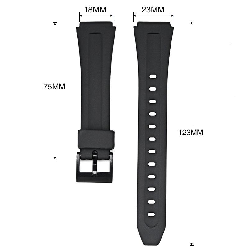 Резиновый ремешок для Casio F-201W F-201WA DB-36 WS-300 Мужской Спортивный Водонепроницаемый Черный Полимерный Замена Браслета Ремешок для Часов 18 мм