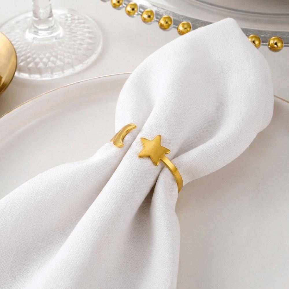 6PCS Modern Star Napkin Buckle Minimalist Serviette Ring Festival Party Napkin Buckle Table Setting
