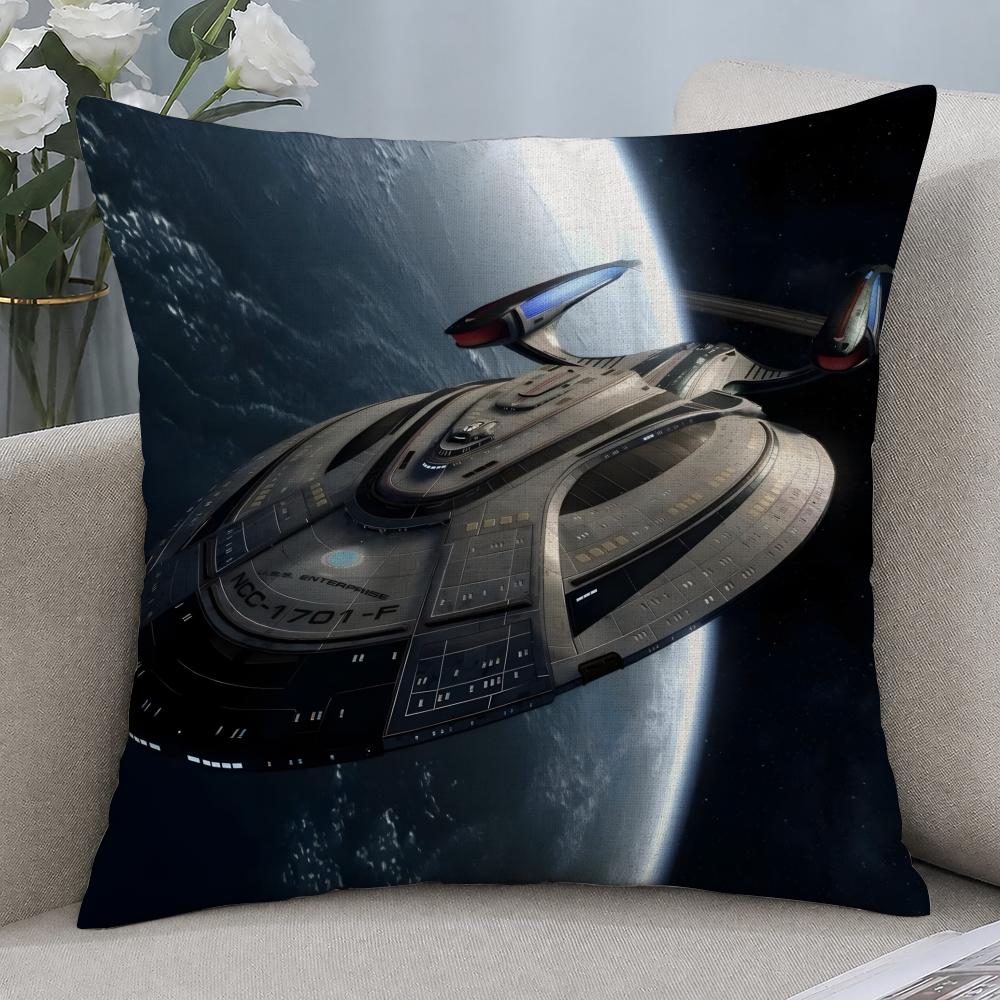 TV Series Star Trek Ship Cushion Cover Cushion Covers Natural Linen Breathable Sofa Bedroom Decor Pillowcase