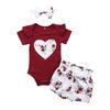 Toddler Kids Baby Girl Clothes Romper Tops Stripe Print Pants Headband Bodysuit Outfits 3Pcs Set