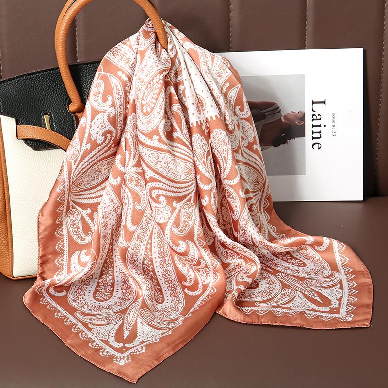 Fashion Print Silk Hairbands Scarf Women Spring New Elagant Floral Bandana Neck Kerchief Head Bands Foulard Female Scarfs