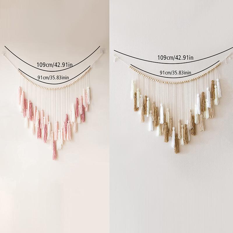 Богемный декоративный плетеный деревянный гобелен с кисточками из бисера, украшение для дома в стиле Ins, хлопковая веревка, плетеное настенное украшение