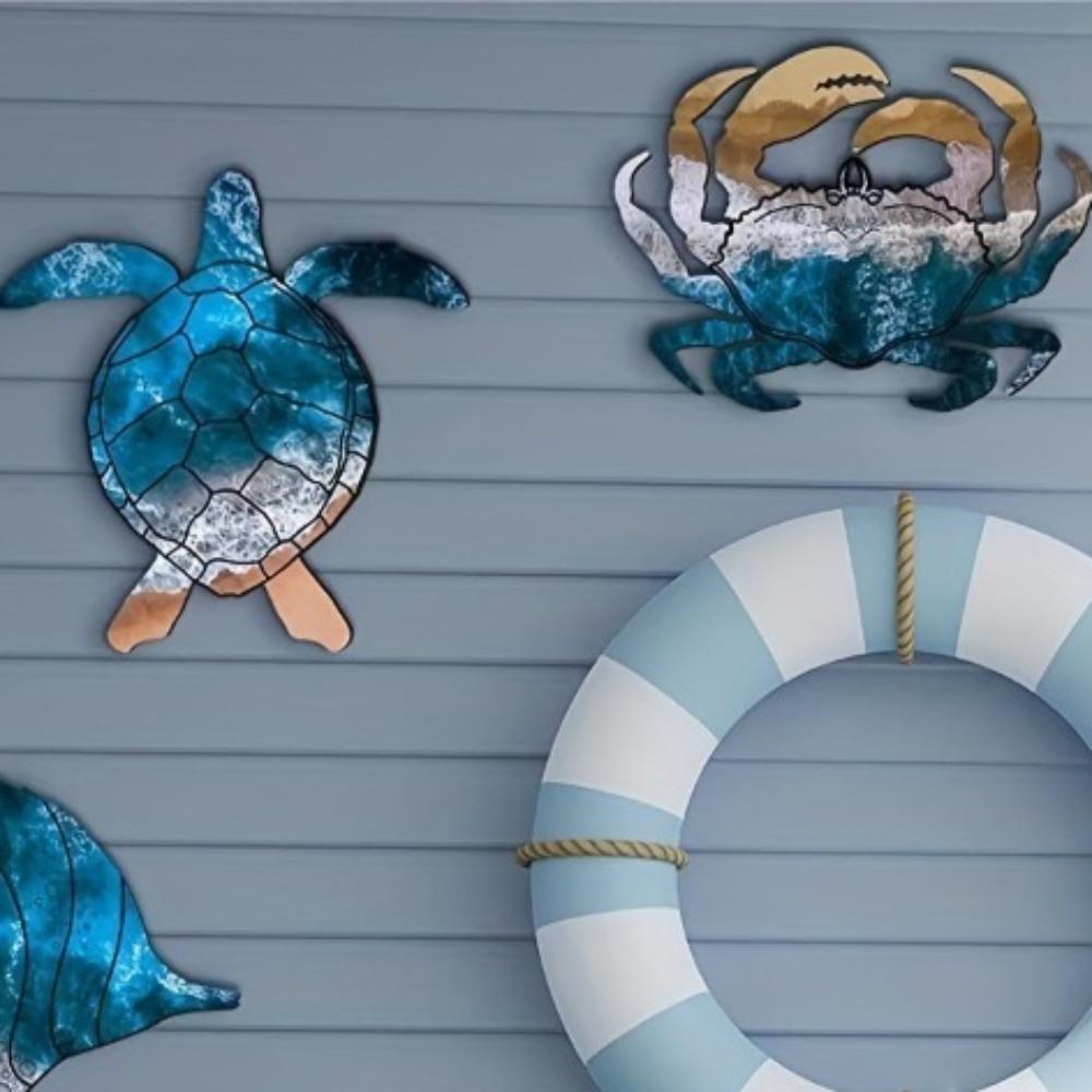 4 шт. Морской конёк Краб Летнее Океанское Настенное Украшение Средиземноморский Стиль Пляжный Подвес Декор Бара
