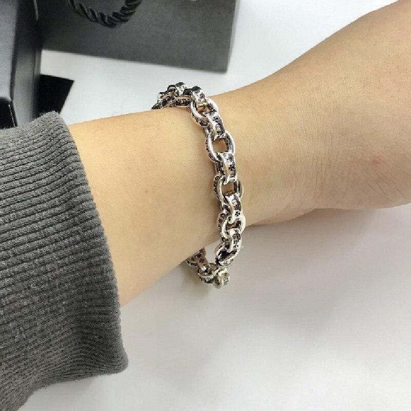 Мужской толстый браслет с буквами в стиле хип-хоп из серебра 925 пробы в стиле ретро для мужчин и женщин, мужской индивидуальный браслет