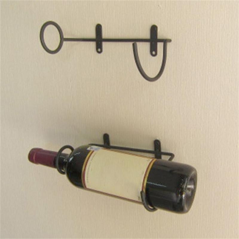 6pcs Iron Wine Bottle Rack Wall Mounted Wine Display Holder for Kitchen Bar Home Decoration Single Champagne Storage