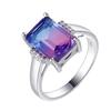 FCGJHW Multicolor Large Rectangular 10*14MM Tourmaline Craft Zircon Ring Female Engagement Wedding Party Jewelry Anniversary