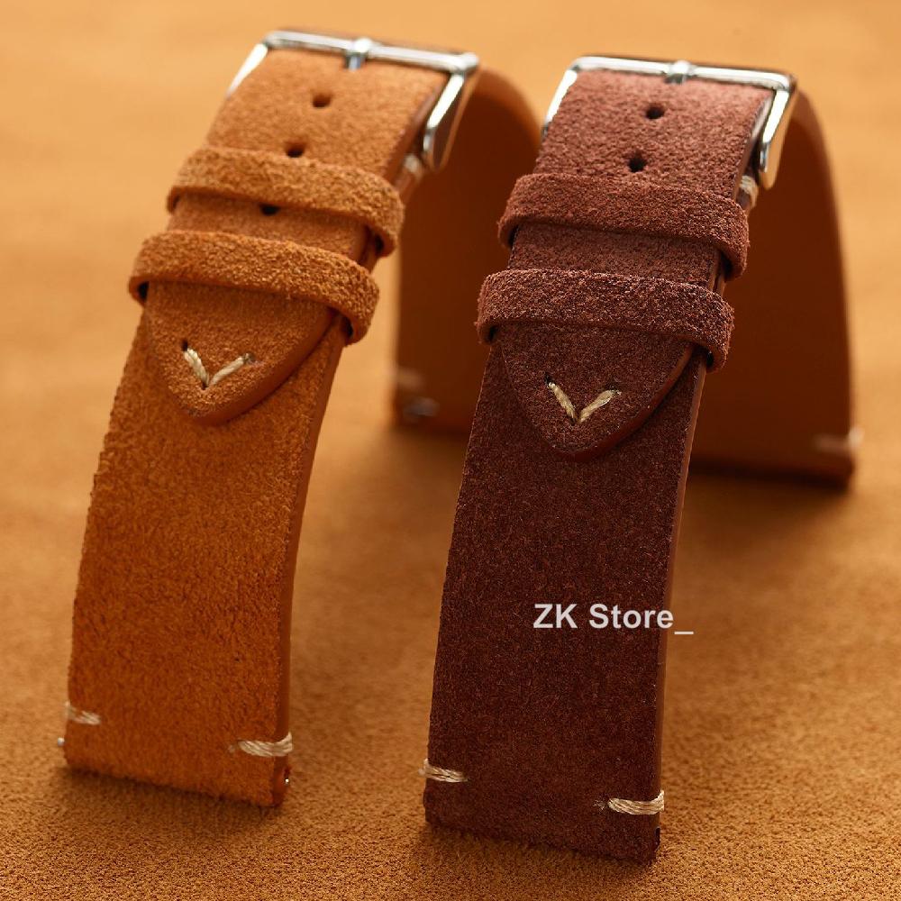 Винтажные замшевые ремешки для часов из натуральной кожи 14мм 16мм 18мм 20мм 22мм Браслет Ремешок Быстросъемный ремешок для часов для мужчин Женский браслет