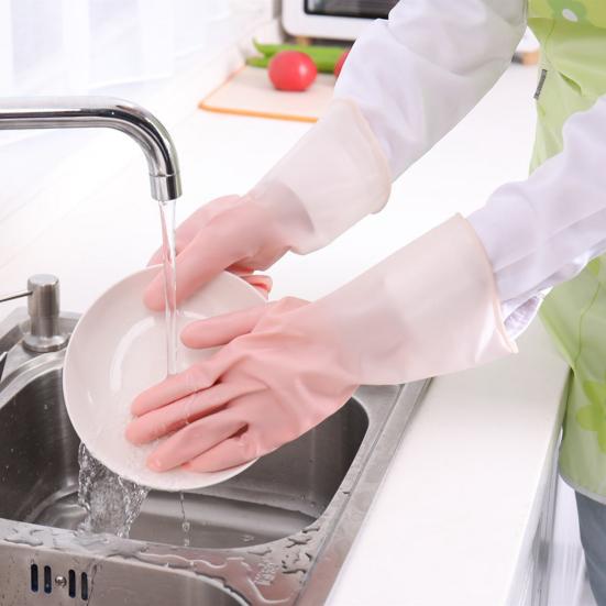 1 Pair Dishwashing Gloves Long Sleeve Protect Hands Waterproof PVC Kitchen Cleaning Dishwashing Gloves for Daily Use