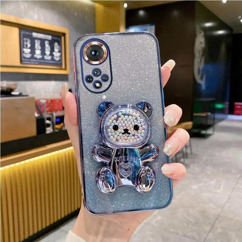 Nova10 se милый медведь-держатель, кронштейн с блестящим покрытием, чехол для Huawei Nova 10 Pro 12 11 11i 10 5T 7 11 9 8 7 se pro, чехол-подставка