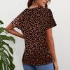 Женская летняя повседневная футболка с леопардовым принтом и коротким рукавом, блузка, топ