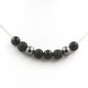 Stones and Minerals. Hematite + Lava + Matte Black Onyx + Black Obsidian 8 Mm Pearl Necklace Stainless Steel Chain.