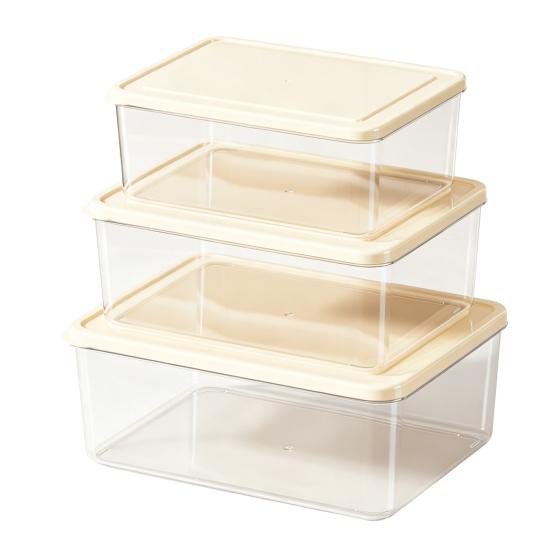 DYS Refrigerator Storage Box, with Lid, Clear Stackable Food Container, Microwave Safe Odor Resistant Freshness Keeper, for Fridge Organization