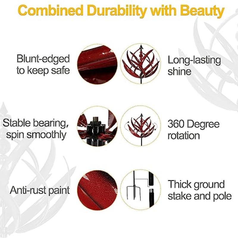 Wind Spinner Metal Windmill 3D Wind Powered Kinetic Sculpture Lawn Metal Wind Solar Spinners Yard and Garden Decor