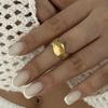 European and American Fashion Shell Starfish Open Rings For Women Gold Color Stainless Steel Adjustable Ring Party Jewelry Gift