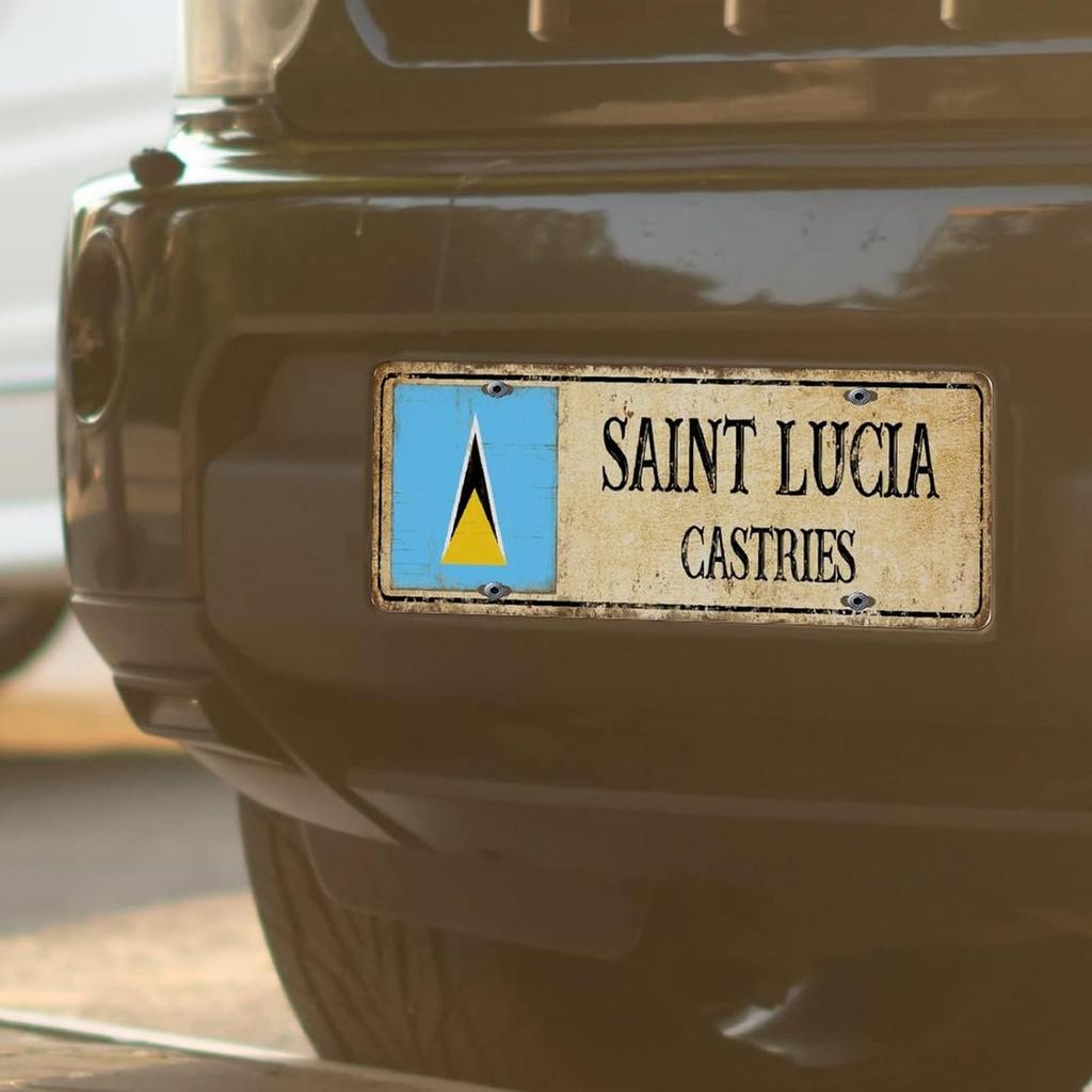Номерные знаки Сент-Люсии с национальным флагом Кастри, винтажный металлический номерной знак, сувенир из страны, подарочный алюминиевый номерной знак, автомобильная бирка