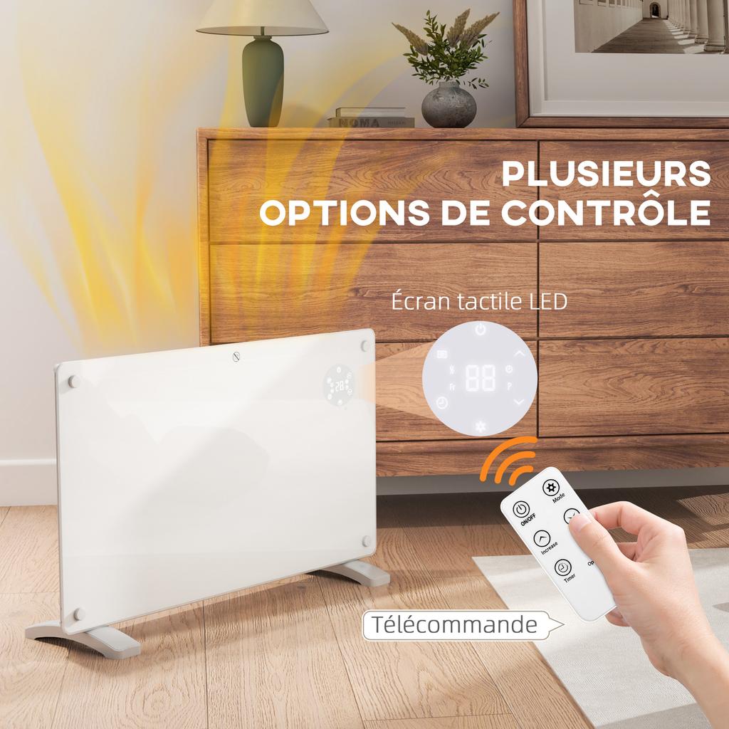 Electric radiator, 1500 W, floor or wall-mounted, LED display, timer, thermostat, remote