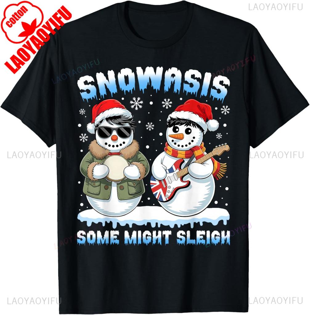 SNOWASIS Some Might Sleigh Xmas Snowman Rock Band Parody Trending TShirt High Quality Cotton Regular Short Sleeve Streetwear