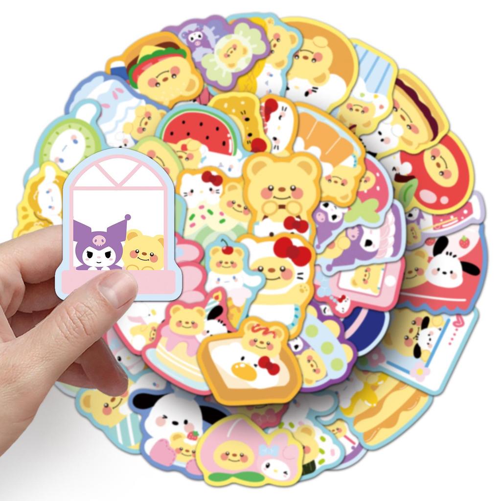 Декоративный набор наклеек Sanrio x Butter Bear - 50 листов для планировщиков и чемоданов